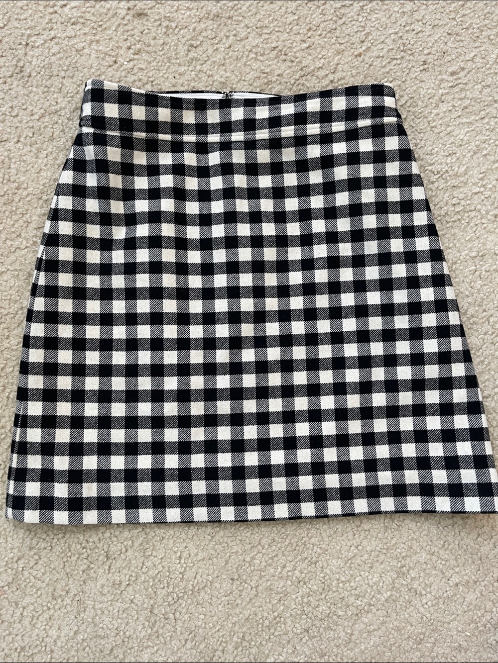 J.Crew Factory Black and White Wool Checkered Skirt Size 2